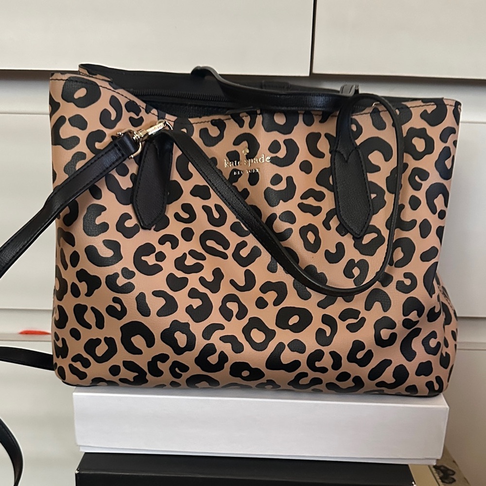 Kate Spade Black and Tan Leopard Tote